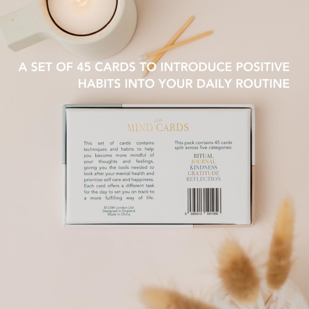 Mind Cards 45 Cards for Daily Rituals, Gratitude & Journaling Simple Steps to Positive Habits, Self Care for Busy Lives & Careers For Women & Men