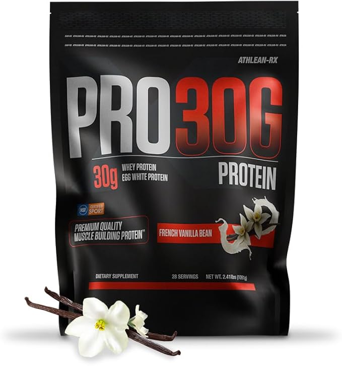 ATHLEAN-X PRO-30G, Premium Whey Protein Isolate Powder, French Vanilla Bean, Gluten-Free, Low Sugar, 30g of High Protein Powder for Muscle Recovery & Growth