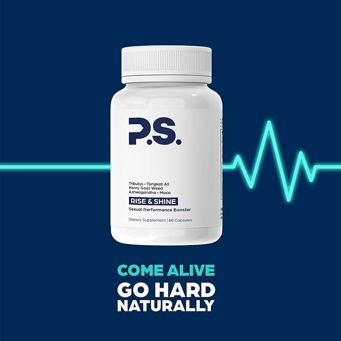 PS Rise & Shine Premium Horny Goat Weed Supplement with Tribulus, Fenugreek, Maca, Ashwagandha, and Tongkat Ali - Supports Energy and Boosts Testosterone (120 Capsules)