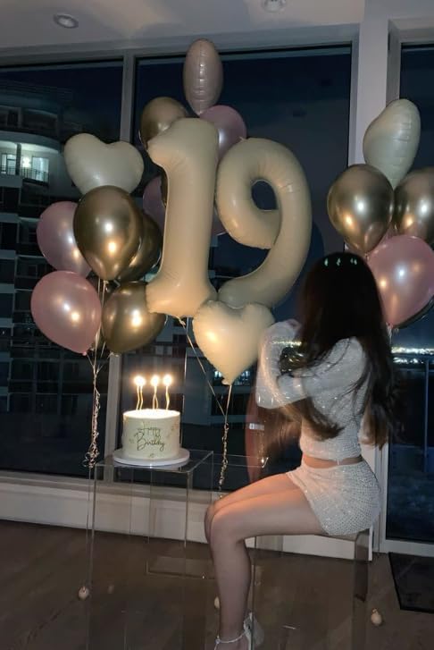 Cream White 6 Number Balloon 40 Inch Mylar Foil Birthday Balloon, Digital Balloons for 6 16 Boy Girl Party Decorations Supplies, Big Helium Balloon Numbers for 26 36 46 60 Men Women Anniversary