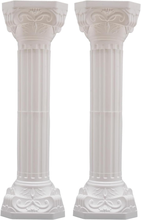 Roman Pillars Decoration Party Flower Pot Columns Set 2Pcs Decor Pedstal Stand 34.65in Flower Floral Wedding Party Event Road Decorative Columns (34.65in 2Pcs Style3)