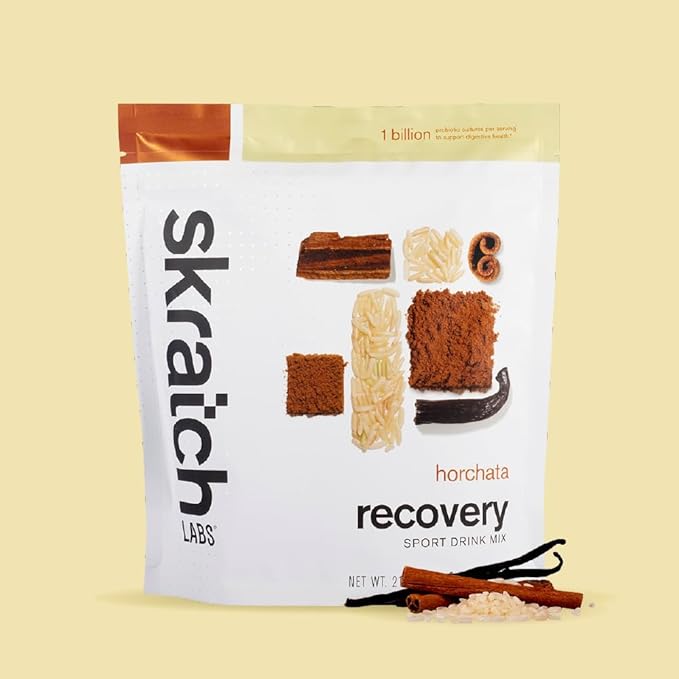 Skratch Labs Post Workout Recovery Drink Mix with Horchata, (21.2 oz, 12 Servings) with Complete Milk Protein of Casein and Whey and Probiotics, Gluten Free, Kosher, Vegetarian