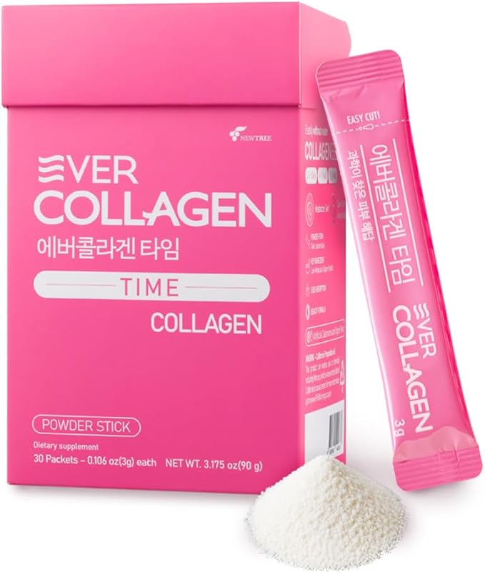 NEWTREE Low Molecular Multi Marine Collagen Peptides Protein Powder Stick for Skin Hair Nail Health & Beauty Type I III Collagen Supplement for Women Men, 30 Packets (Apple Flavor)