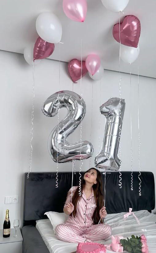 Silver 40 Inch Large Number 5 Birthday Balloon, 2025 Five 5th 15 25 35 50 55 Birthday Celebration Decorations, Foil 5 Mylar Helium Number 5 Balloons Girl Boy Anniversary Party Supplies