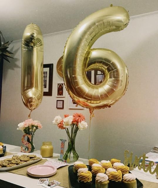 Light Gold Number 1 Balloon 40 inch, Number 1 Birthday Balloon for Boy Girl, Champagne Gold Foil One Balloon for 1st 10 11 12 16 18 Birthday Party, Anniversary Celebration Number Balloons Decorations