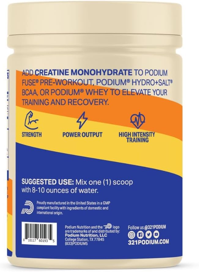 Podium Nutrition, Solos | Creatine Monohydrate, 50 Servings, Pink Lemonade, Boost Athletic Performance