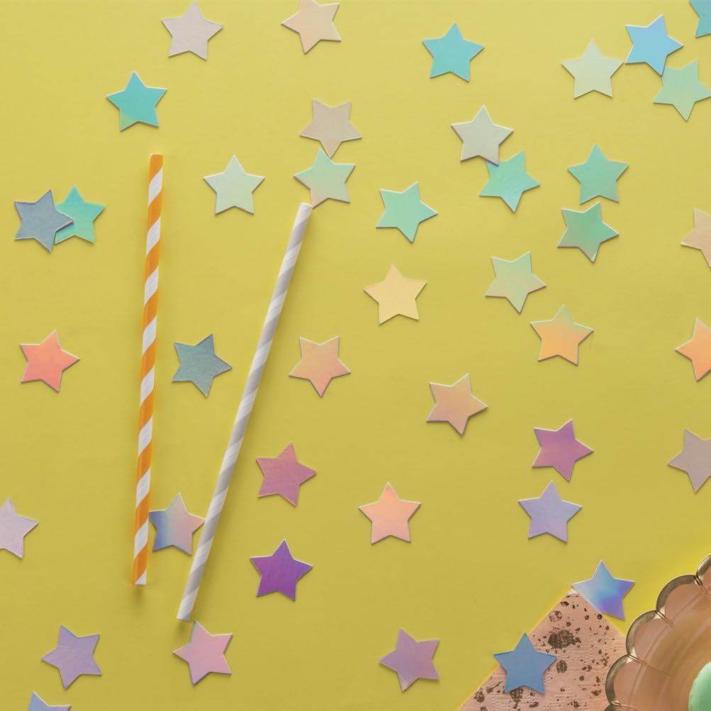 Laser Silver Star Confetti Holographic Table Decoration for Baby Shower Birthday Wedding Graduation Eid Ramadan Theme Party,1.2 inch in Diameter,200 Counts