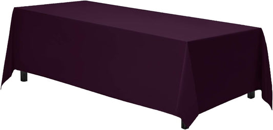 Gee Di Moda Rectangle Tablecloth - 90 x 132 Inch Eggplant - Heavy Duty Washable Polyester - 6 Ft Buffet Table, Holiday Party, Wedding & Baby Shower