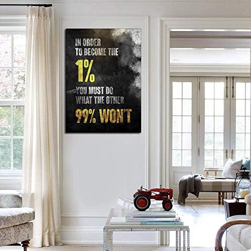 1% Entrepreneur Motivational Canvas Wall Art -Inspirational Office Wall Art Poster Quotes - Canvas Artwork Picture Print Framed for Home Office Bathroom Bedroom Wall Decor-16"x20"