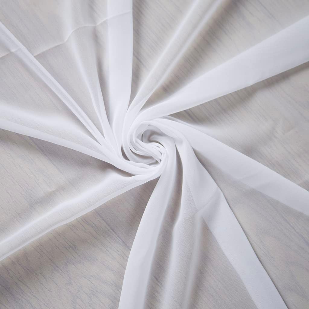 White Wedding Arch Draping Fabric 20Ft Arch for Wedding Ceremony Outside Birch Wood White Chiffon Fabric Drapes Sheer Backdrop Drapes for Party Ceremony Arch Stage