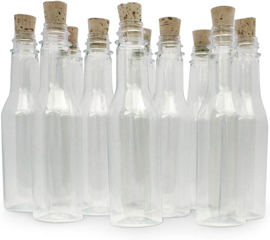 Plastic Bottles & Corks for Bottle Message Invitations, Announcements, DIY Craft, Party Favors & Sand Art - Clear Plastic (450 Bottles & Corks)