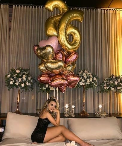 40 Inch Gold Mylar Foil Number 26 Birthday Balloon, Digital Balloons for 26 Men Women Party Decorations Supplies, Big Helium Balloon Numbers for 26 Anniversary Graduation