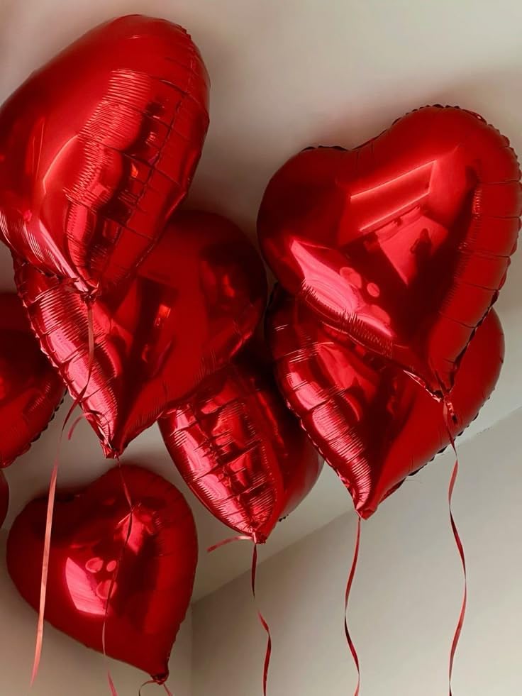Red Heart Balloons, 18 Inch Red Heart Foil Shape Balloon, 12PCS Large Love Foil Helium Romantic Balloons for Birthday Baby Shower Marriage Wedding Bridal Engagement Anniversary Party Decoration