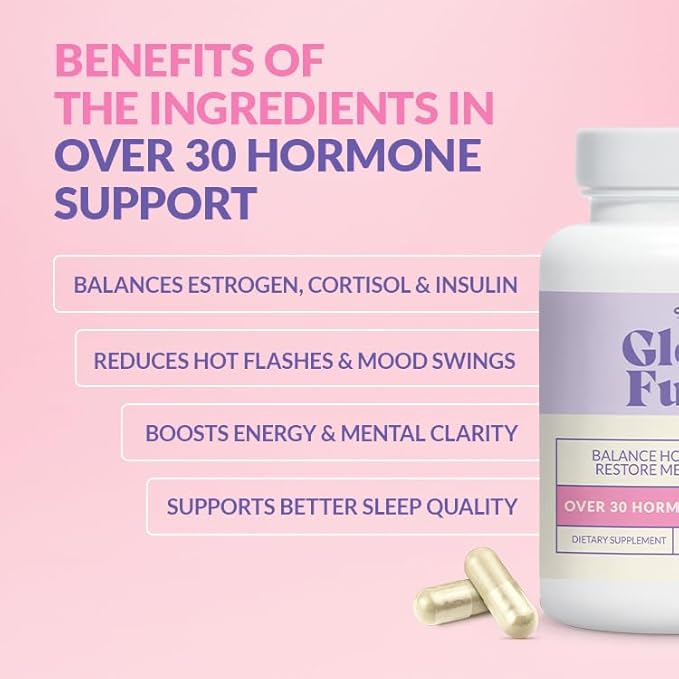 GleeFull Over 30 Hormone Support - Menopause Supplements for Women - Hormone Balance for Women - Hot Flash Relief - Menopause Support