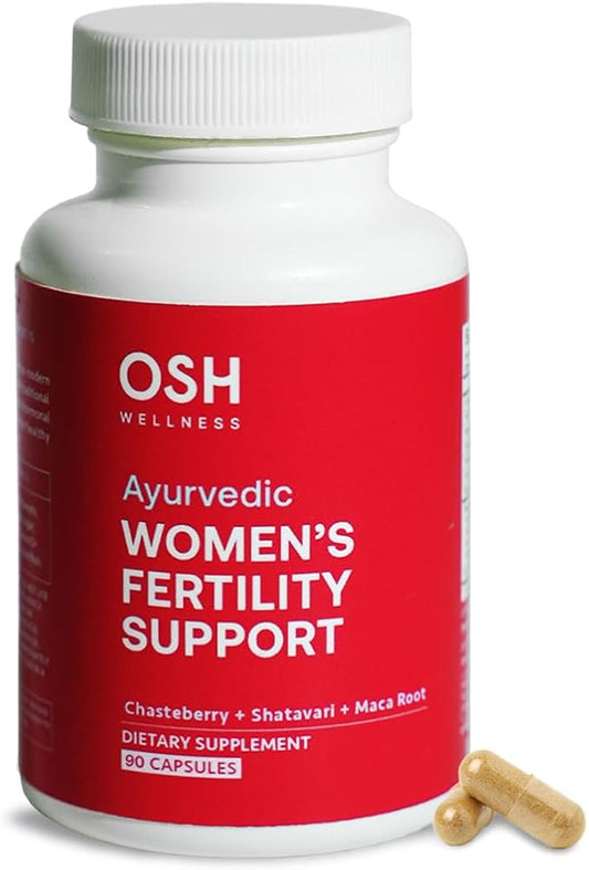 Ayurvedic Fertility Supplements for Women | Support Ovulation | Conception for Women | Egg Quality | Maca Root, Vitex, & Vitamins | Vegan | 90 Capsules - OSH Wellness