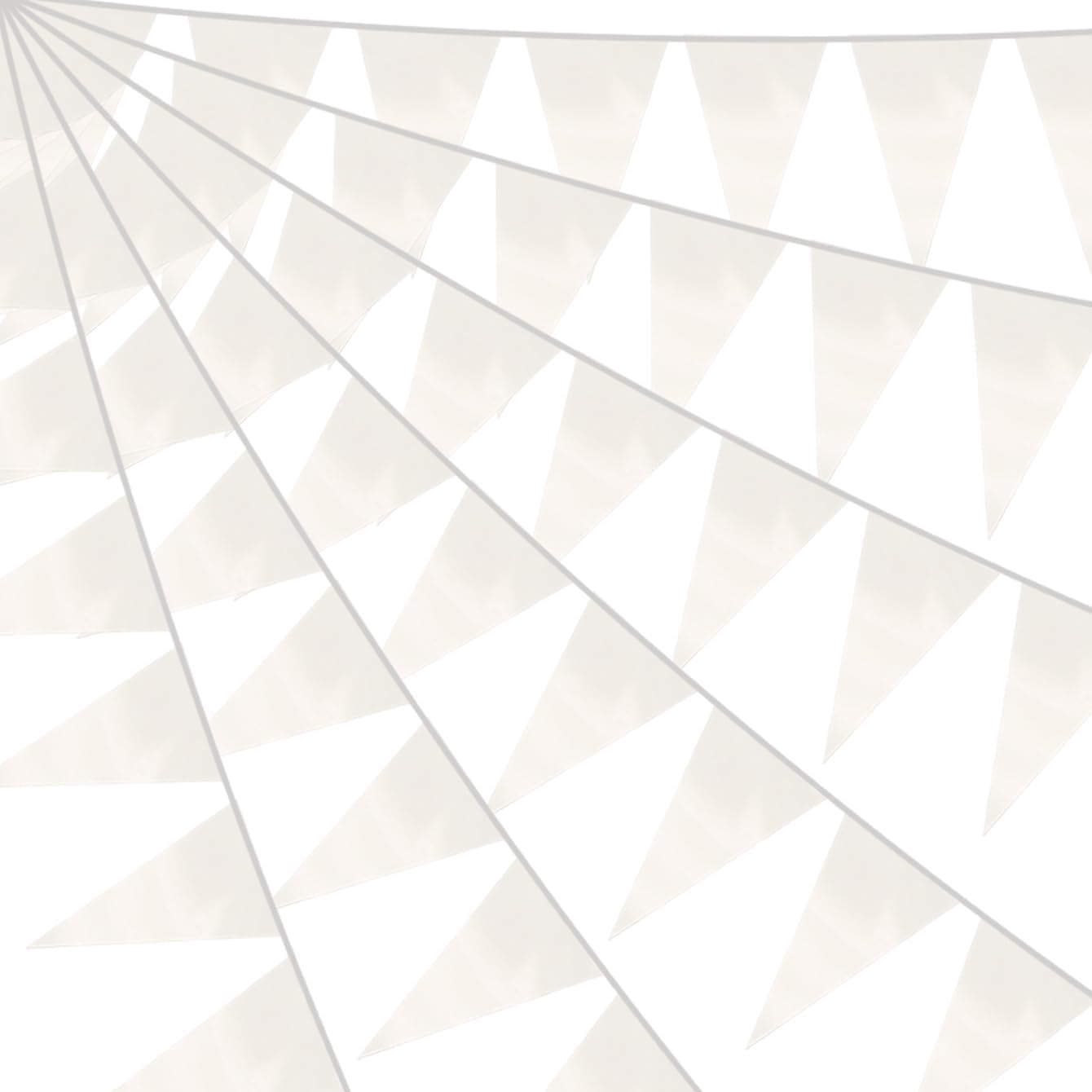 40M/130FT White Triangle Pennant Banner Flag Metallic Fabric Bunting Garland for Christmas Graduation Wedding Engagement Anniversary Bachelorette Birthday Bridal Shower Valentines Hen Party Supplies
