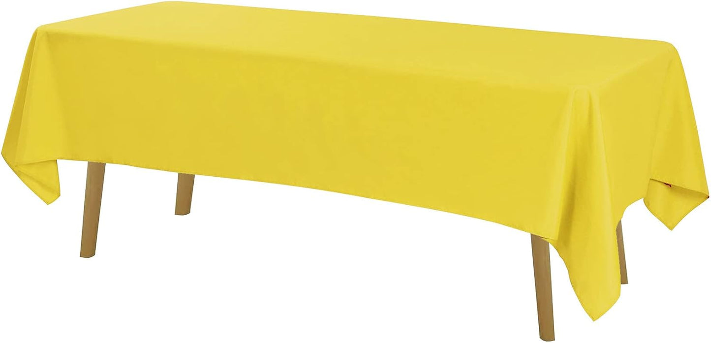 Rectangle Tablecloth 60x102 inch Washable Polyester Fabric Table Cloth for Wedding Party Dining Banquet Decoration（60x102, Yellow）