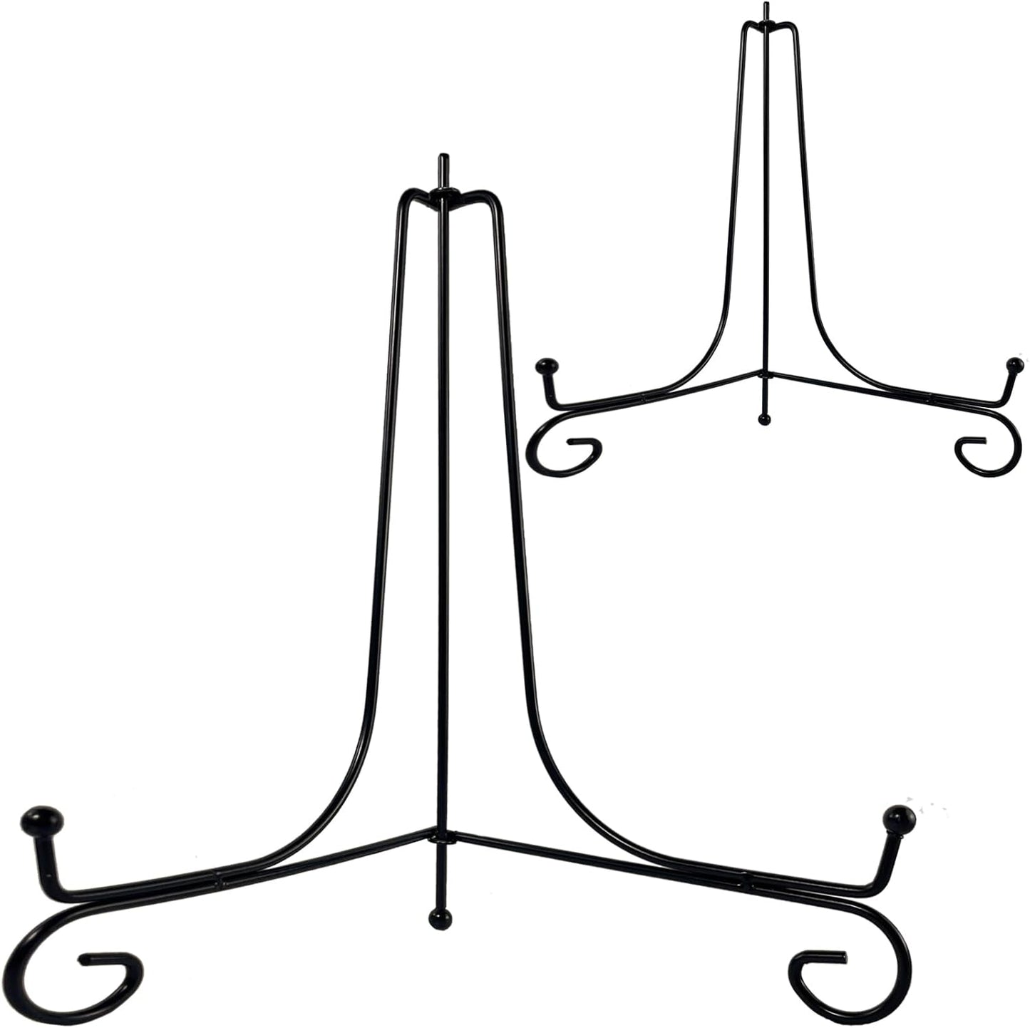 2PCS Premium Black Iron Plate Stands for Display 10 Inch, Decorative Solid Metal Plate Holders for Displaying, Mini Easel, Frame, Book, Card, Plaque, Bowl, Picture Stands for Display