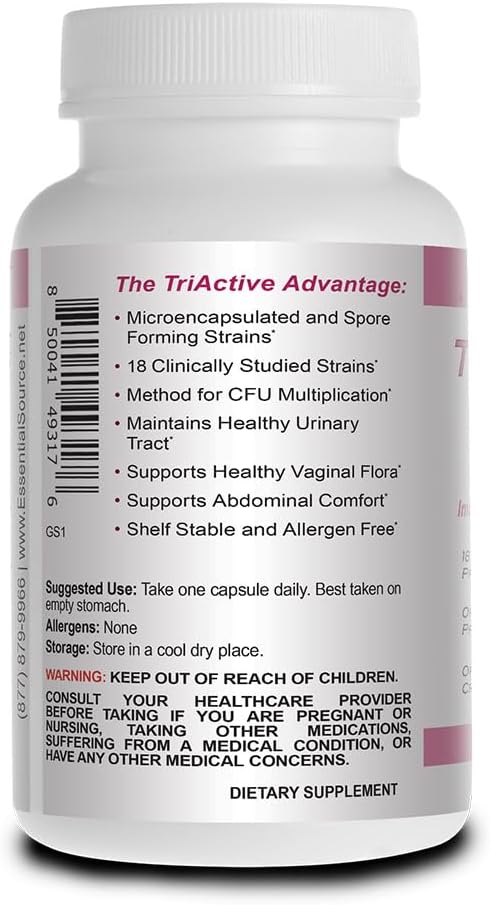 Triactive Biotics for Women - Probiotics for Women with 18 Strains, Organic VitaFiber Prebiotic & Cranberry to Digestive Support, Immune Defense, Urinary, Vaginal Health - 90 Capsules