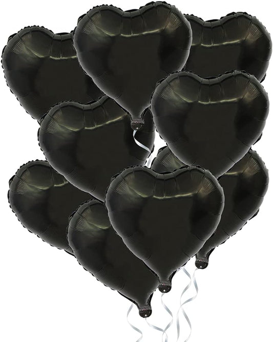 BEISHIDA 30 pcs18inch Black Heart Shape Foil Mylar Balloons for birthday party decorations, Wedding decorations, engagement party, celebration, holiday, show, party activities.