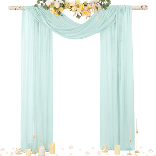 Socomi Wedding Arch Draping Fabric 29" x 20Ft 1 Panel Mint Green Sheer Outdoor Curtain Drapes Extra Long for Wedding Ceremony Birthday Party Decoration