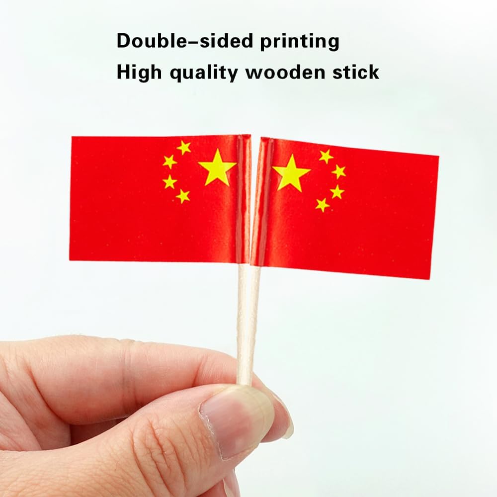 China Flag Chinese Flag, Small Mini China Toothpick Flags for Food, Cupcakes, Cocktails, Appetizers, Bar Party Decorations