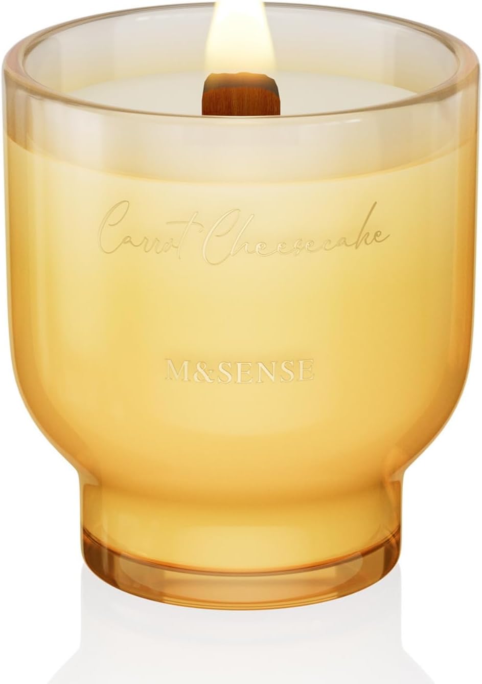 M&SENSE 9.88oz Natural Soy Wax Jar Candle with Wooden Wick | Carrot Cheesecake Scent | 55-Hour Burn & Long-Lasting Burn | Easter Candle Gift