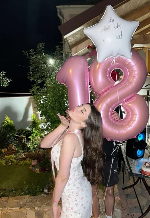 Helium Foil Pearlescent Pink Number 8 Balloon 40 Inch, Mylar Eight Numbers 8 18 28 38 48 58 80 88 Birthday Balloons, Pearl Pink Women Men Anniversary Graduations Party Supplies