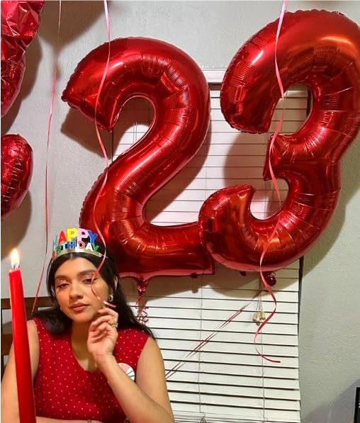 Number Balloon 40 Inch Red 3 Balloon, Mylar Foil Number 3 Balloon Red, Three 3rd 3 13 23 31 32 33 38 Birthday Party Graduations Anniversary Decorations