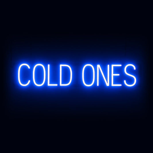 SpellBrite COLD ONES Sign | Beer-Related Sign with Neon Look, Blue LED Light Source | 33.5" x 6.3"