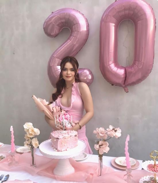 Pearl Pink 40 Inch 0 Number Balloons, 0 Decorations for 10 20 30 40 50 60 70 80 90 100 Birthday, Pearlescent Pink Foil Giant Birthday Graduations Anniversary Party Balloon