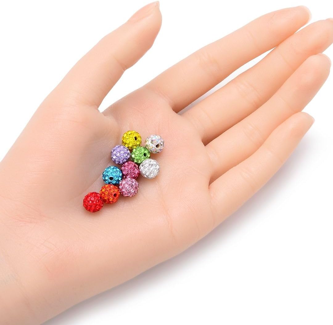50pcs Adabele Grade A Suncatcher Crystal Rhinestone Pave Loose Beads 8mm Tanzanite Purple Polymer Clay Disco Ball Spacers Compatible with Shamballa All Craft Jewelry Making DB8-26