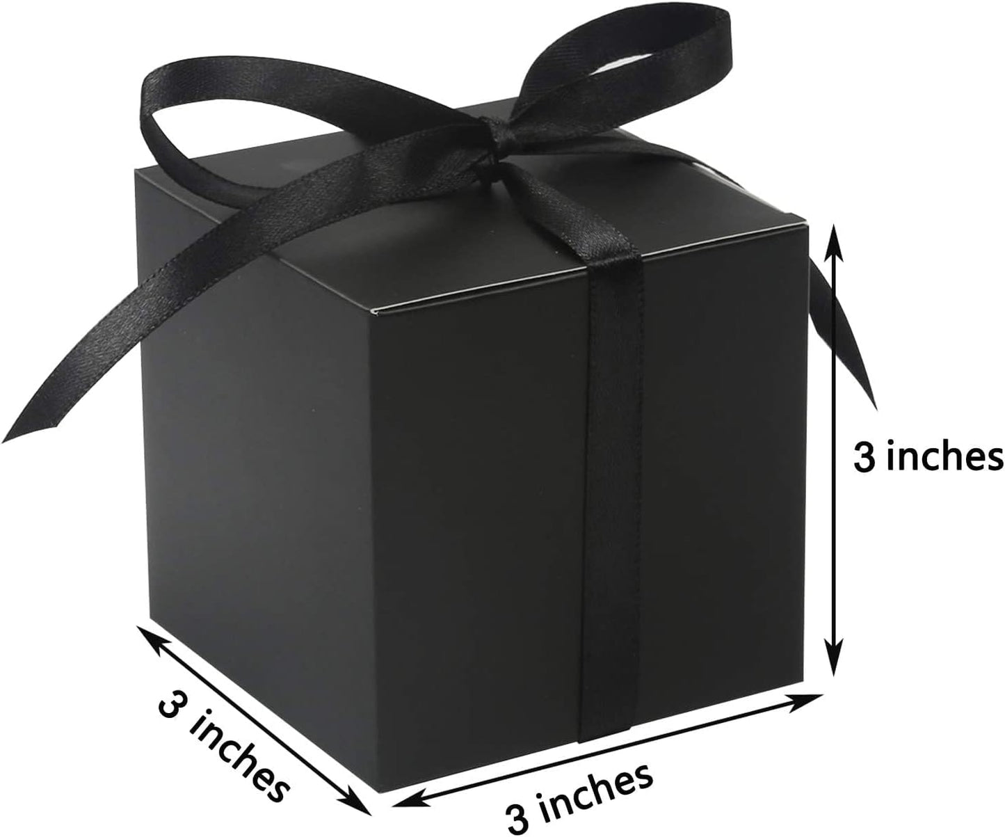 COTOPHER 25pcs Wedding Favor Boxes, Paper Gift Boxes 3x3x3 Inches Small Gift Boxes with Ribbons for Gifts, Crafting, Cupcake, Candy, Bridesmaid Proposal Boxes