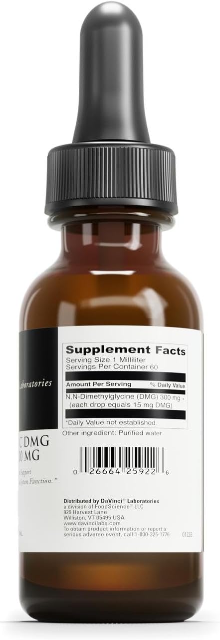 DAVINCI Labs Gluconic DMG Liquid 300mg - Helps Support Immune System, Muscle Function, Heart Health & Brain Health* - 2 fl oz (60 Servings)