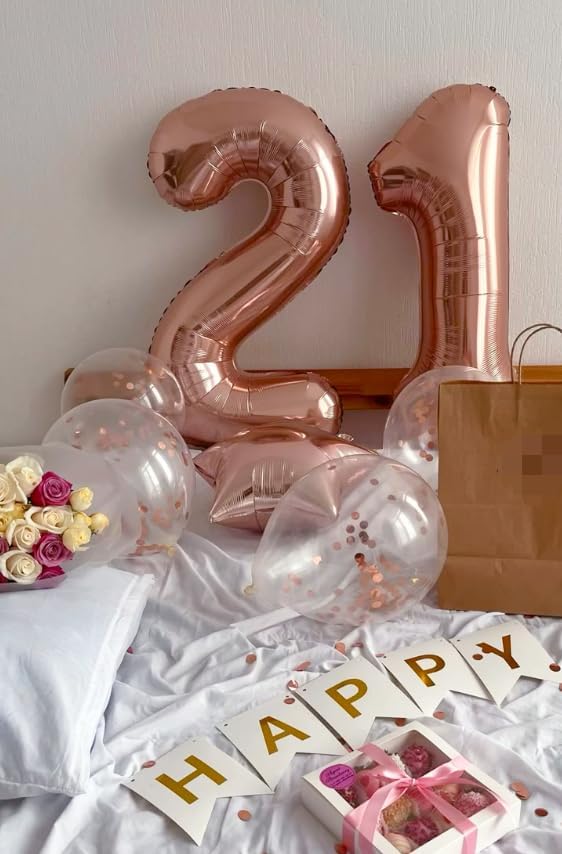 Big 40 Inch Rose Gold 2 Number Balloon Birthday Decoration, Rose Gold Number 2 Helium Balloons 12 20 22 23 24 26 28 32 42 Celebration, Boy Girl Baby Anniversary Party Graduations Supplies
