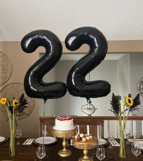 40 Inch Big Black Number 2 Balloon Birthday Decoration, Numbers 2 Helium Balloons 12 20 22 23 24 26 28 32 42 Celebration, Boy Girl Baby Anniversary Party Graduations Supplies Decorations