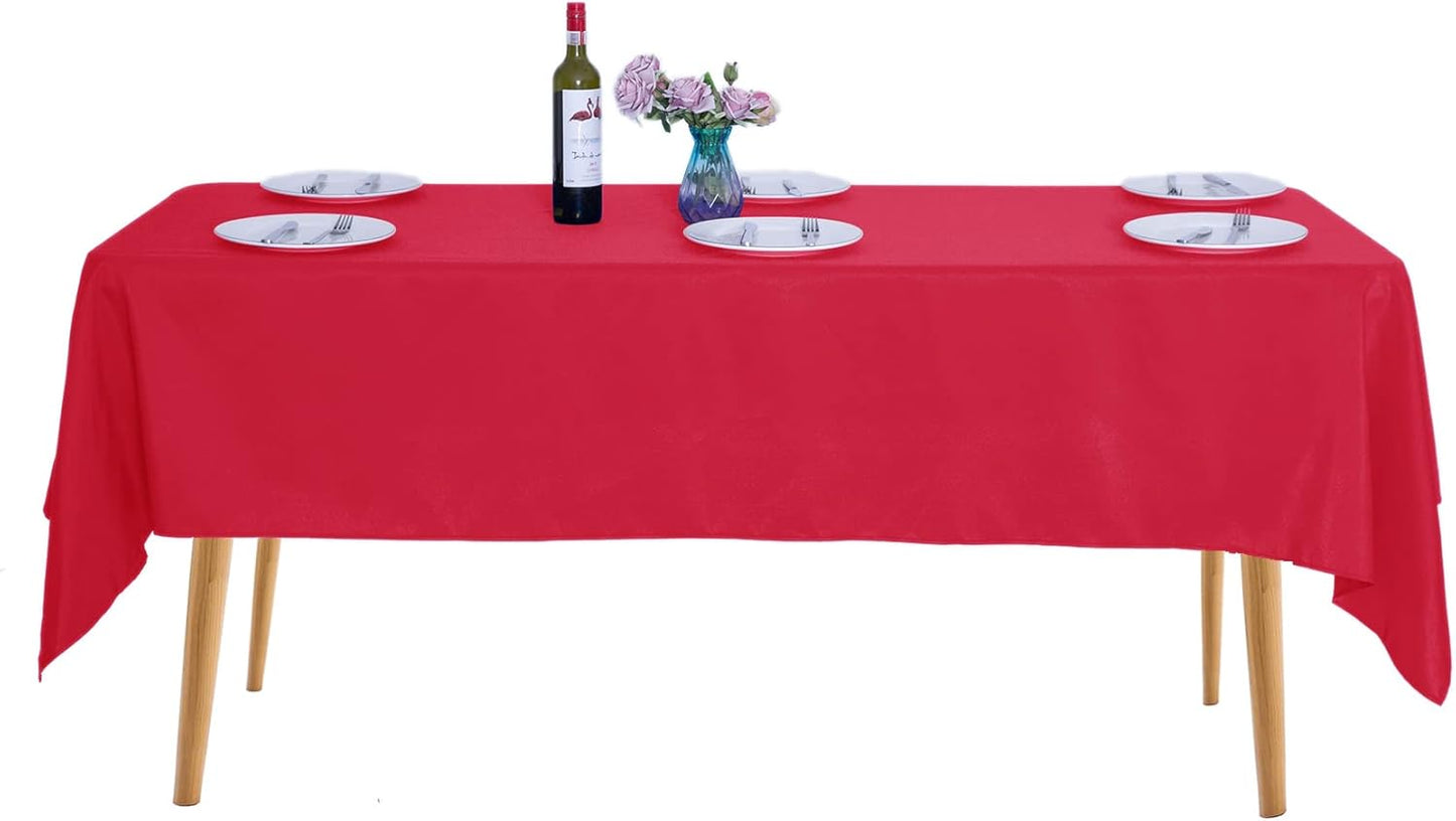 Ascoza 2pack 60x120 Inch Red Rectangular Tablecloth 6 Feet Table Cloth in Polyester Fabric for Wedding/Banquet/Restaurant/Parties