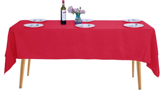 Ascoza 2pack 60x120 Inch Red Rectangular Tablecloth 6 Feet Table Cloth in Polyester Fabric for Wedding/Banquet/Restaurant/Parties