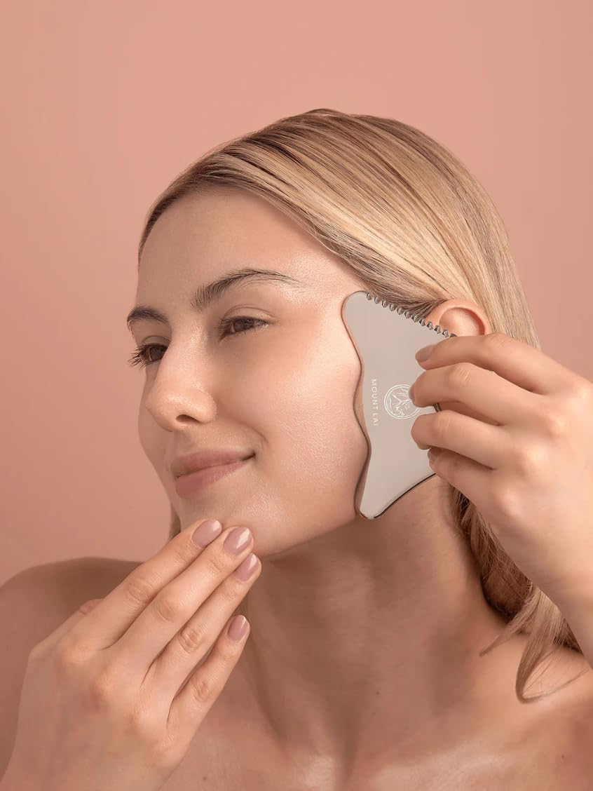 Mount Lai The Vitality Qi Stainless Steel Gua Sha Contour Tool - Face & Body Guasha Tools for Self-Care, Sculpting, Puffiness Relief & Muscle Tension Massage