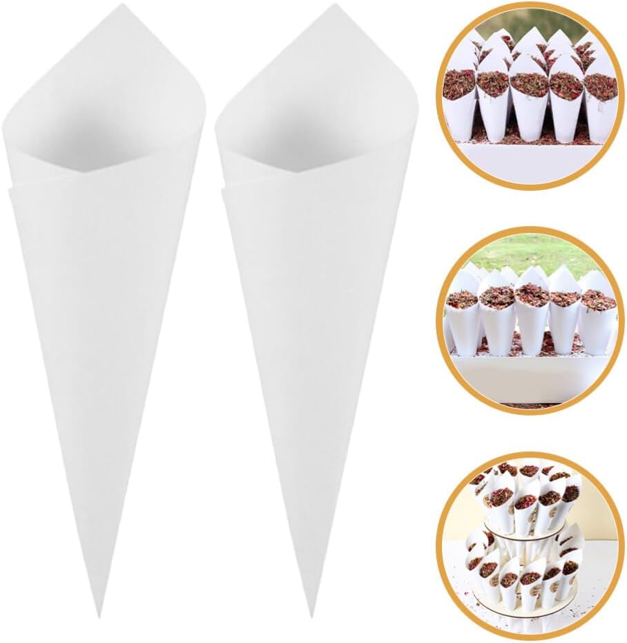 PRETYZOOM 60pcs Flower Cones Confetti Cones Rose Petal Candy Kraft Paper Cones Party Accessory Congratulation Accessories .07inches