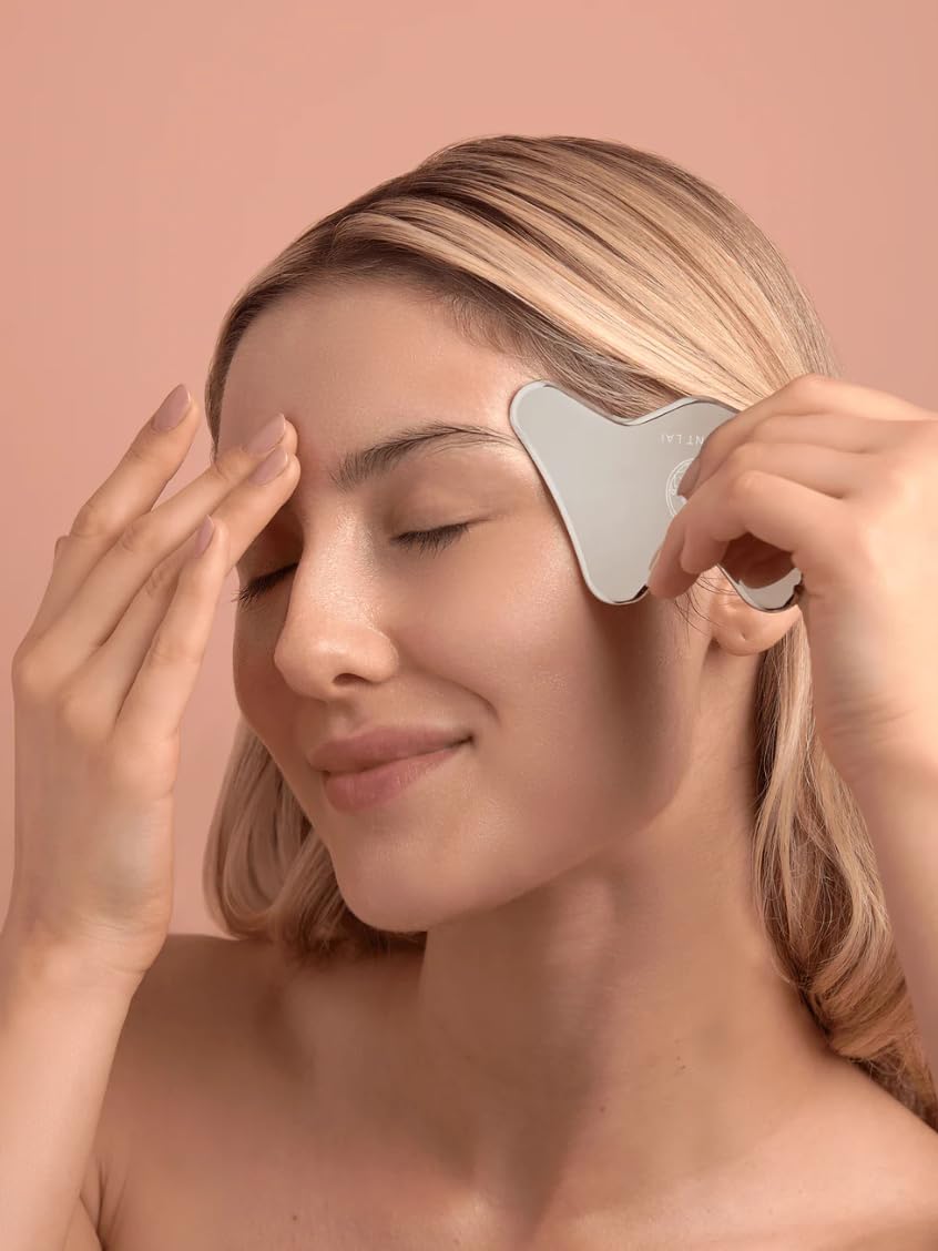 Mount Lai The Vitality Qi Stainless Steel Gua Sha Contour Tool - Face & Body Guasha Tools for Self-Care, Sculpting, Puffiness Relief & Muscle Tension Massage