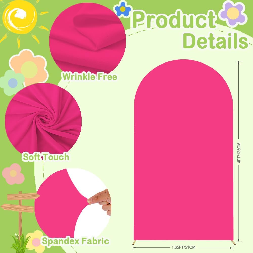 Hot Pink Arch Backdrop Wedding Arch Cover Double Sided Spandex Cover Decorations for Baby Shower Birthday Party