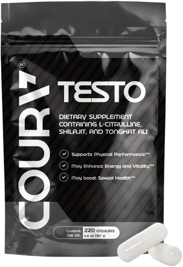 COURA Mens Testo - 220 Capsules 55 Servings - Vitamins for Men - Mens Testo - Shilajit Zinc Magnesium L Arginina Citrulina Beta