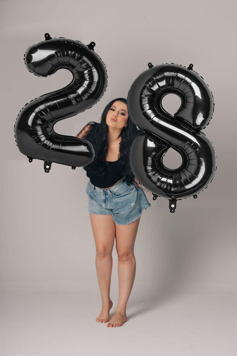 40 Inch Black Number Balloon 0-9(Zero-Nine), Big Size Happy Birthday Balloon, Foil Helium Big Number Balloon for Birthday Celebration Decorations Graduations Anniversary Photo Shoot