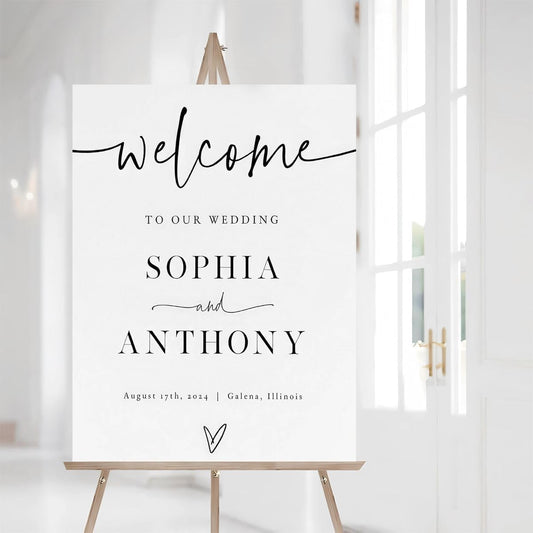 Wedding Welcome Sign, Minimalist To Our Wedding Welcome Sign