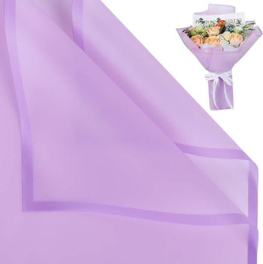 NESCCI 20 Sheet Flower Wrapping Paper - Waterproof Floral Bouquet Wrapping Paper, Florist Supplies Packaging Paper for Wedding Birthday Gift DIY (Translucent Lilac Purple)