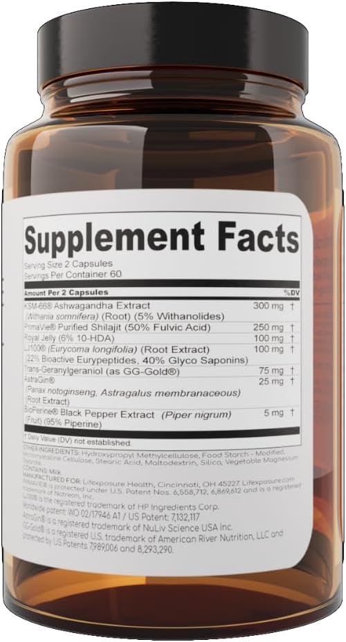 Lifexposure Testosterone Support for Men – Natural Supplement – Tongkat Ali, Ashwagandha, Shilajit, Royal Jelly – (120ct)