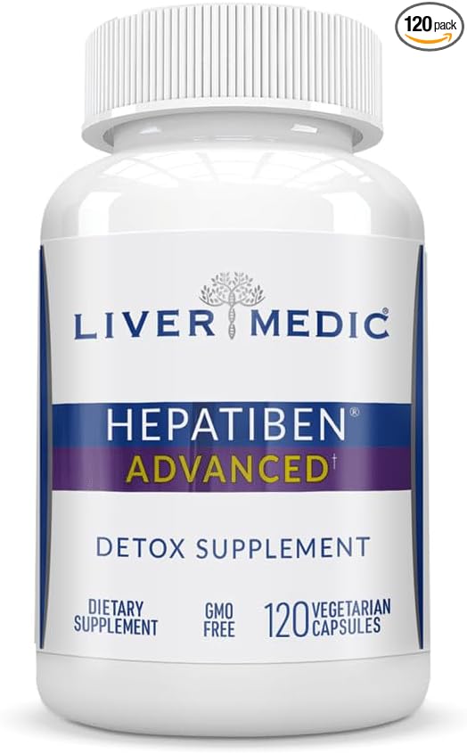 Hepatiben Liver Detox Cleanse, Non-GMO, w/Digestive Repair. Natural Liver Supplement w/Milk Thistle, Silybin, NAC, Choline, Turmeric, Berberine, L-Glutathione 120CT