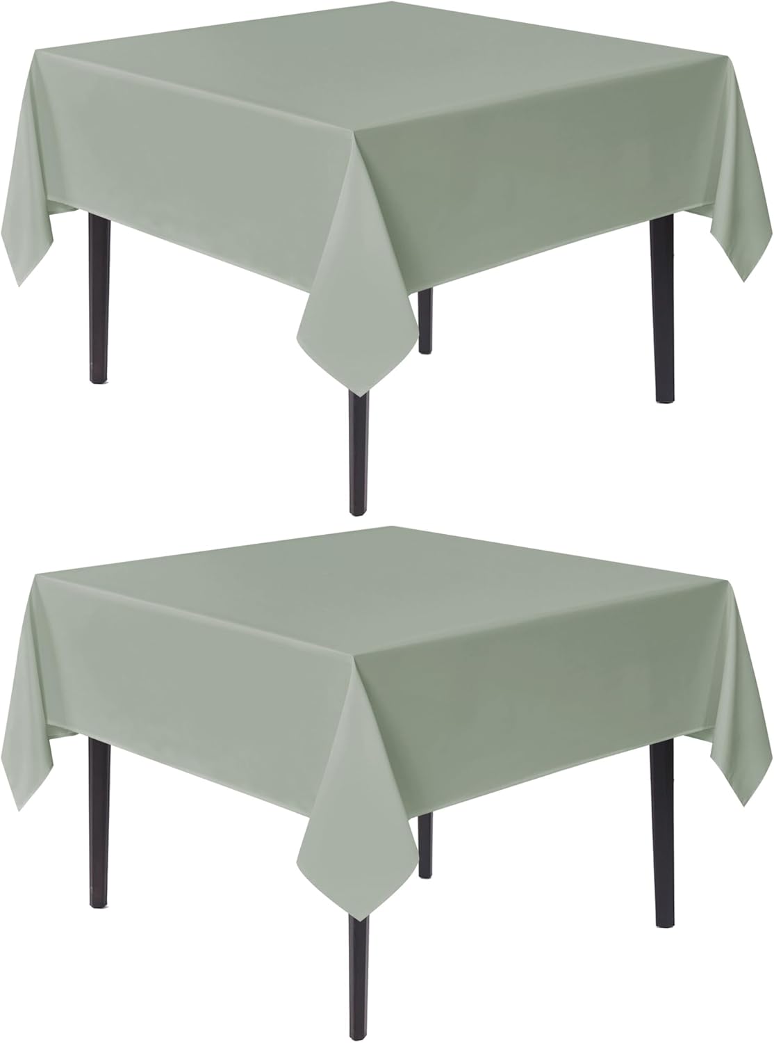 sancua Square Tablecloths 54x54 Inch, 2 Pack - Sage Green Fabric Table Cloth for Square or Round Tables, Washable Polyester Table Cover for Dinner, Holiday Party, Decorative Display Tables