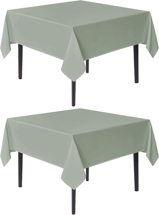 sancua Square Tablecloths 54x54 Inch, 2 Pack - Sage Green Fabric Table Cloth for Square or Round Tables, Washable Polyester Table Cover for Dinner, Holiday Party, Decorative Display Tables